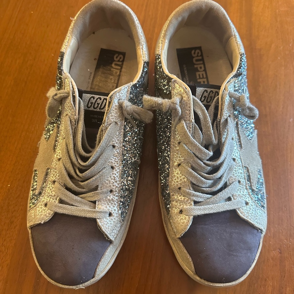 Golden goose superstar blue glitter
